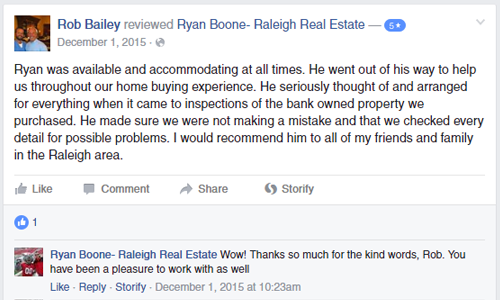 Ryan Boone Real Estate - Raleigh, NC - Review from Dr. Rob Bailey